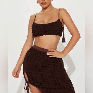 Brown Flirty bubble Skirt set  size-M